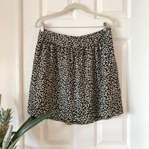 Loft Women's Cream & Black Leopard Print Skirt 6